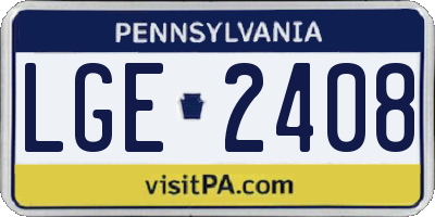 PA license plate LGE2408