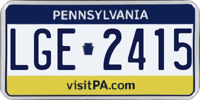 PA license plate LGE2415