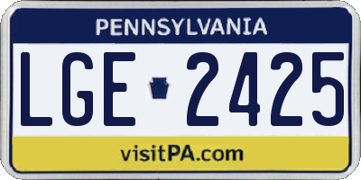 PA license plate LGE2425