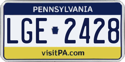 PA license plate LGE2428