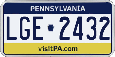 PA license plate LGE2432
