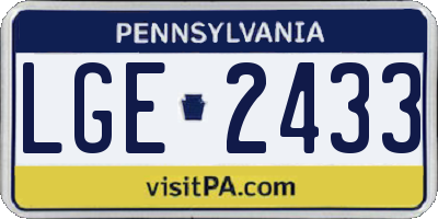 PA license plate LGE2433
