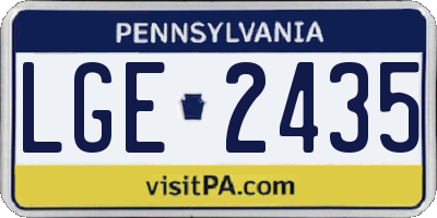 PA license plate LGE2435