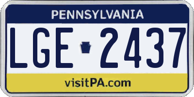 PA license plate LGE2437