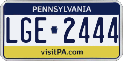 PA license plate LGE2444
