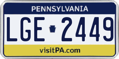 PA license plate LGE2449