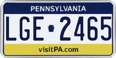 PA license plate LGE2465