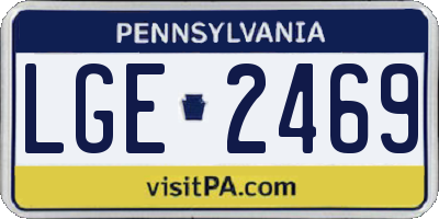 PA license plate LGE2469