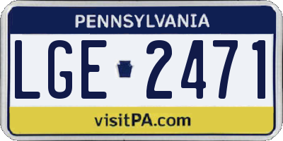 PA license plate LGE2471