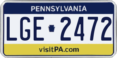 PA license plate LGE2472