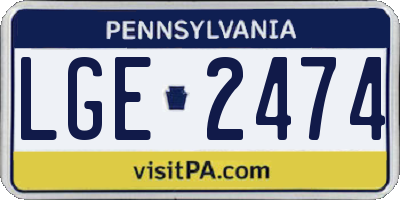 PA license plate LGE2474