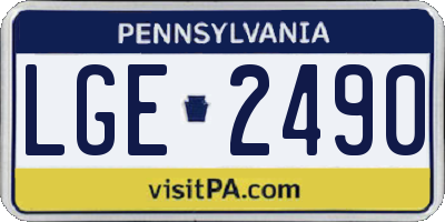 PA license plate LGE2490