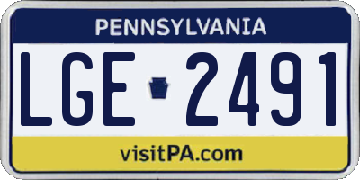 PA license plate LGE2491