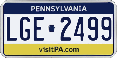 PA license plate LGE2499