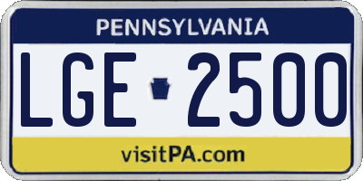 PA license plate LGE2500
