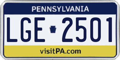 PA license plate LGE2501