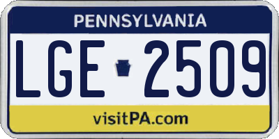 PA license plate LGE2509
