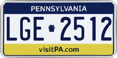 PA license plate LGE2512