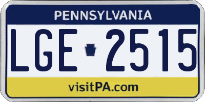 PA license plate LGE2515