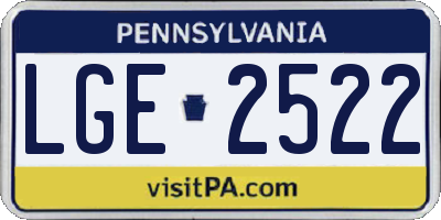 PA license plate LGE2522