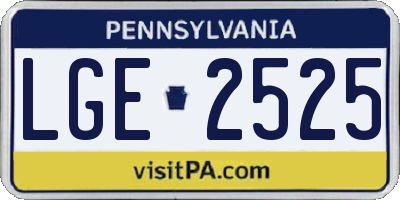 PA license plate LGE2525