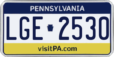 PA license plate LGE2530