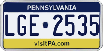 PA license plate LGE2535