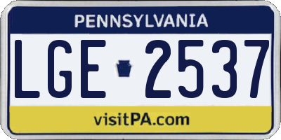 PA license plate LGE2537