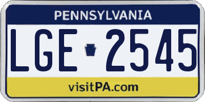 PA license plate LGE2545