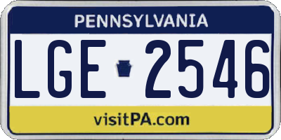 PA license plate LGE2546