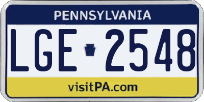 PA license plate LGE2548