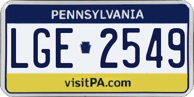 PA license plate LGE2549