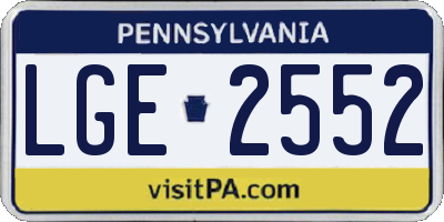 PA license plate LGE2552