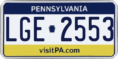 PA license plate LGE2553