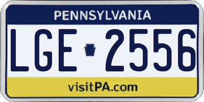 PA license plate LGE2556