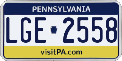 PA license plate LGE2558