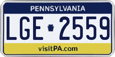 PA license plate LGE2559