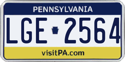 PA license plate LGE2564