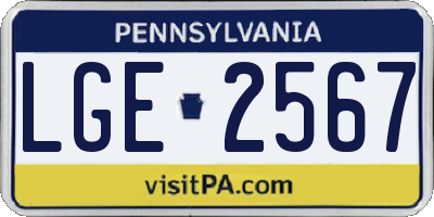 PA license plate LGE2567