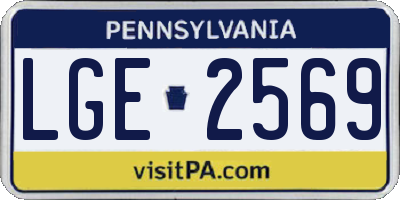 PA license plate LGE2569