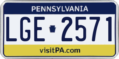 PA license plate LGE2571