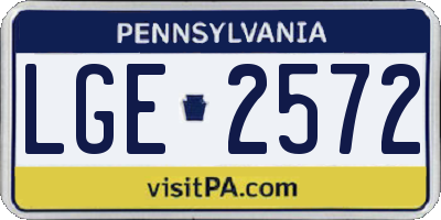 PA license plate LGE2572