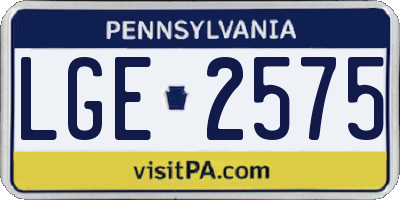 PA license plate LGE2575