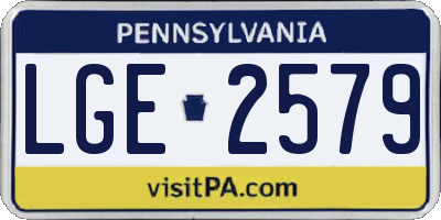 PA license plate LGE2579