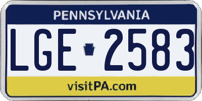 PA license plate LGE2583