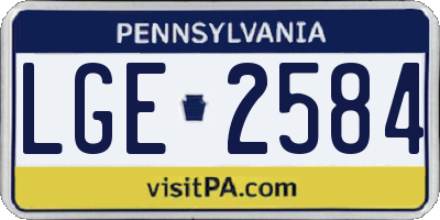 PA license plate LGE2584