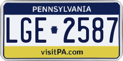 PA license plate LGE2587