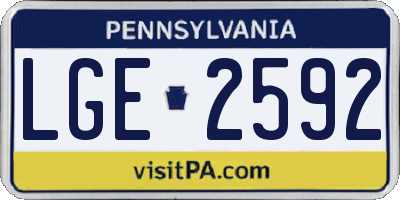 PA license plate LGE2592