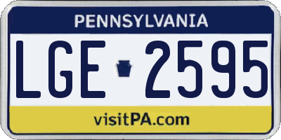 PA license plate LGE2595