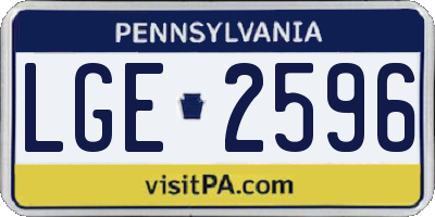 PA license plate LGE2596